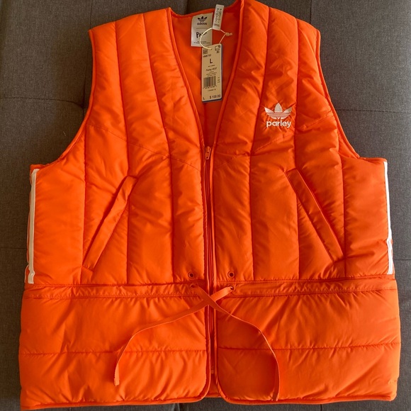 New Adidas Adicolor Parley Puffer Vest Orange Men’s Size Large HM6750 - Picture 1 of 5